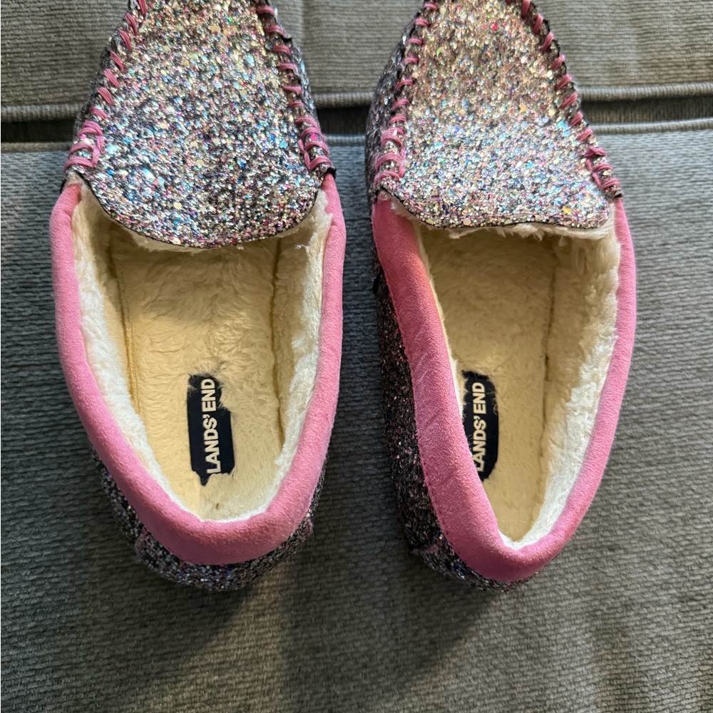 Kids Lands End Glitter Slippers